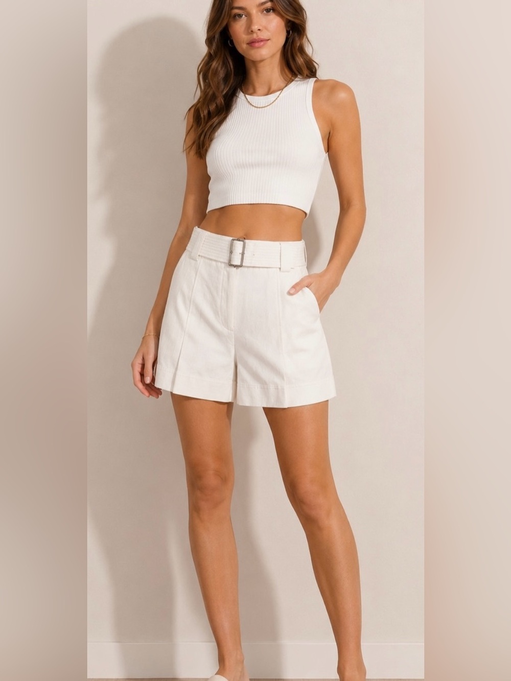 A.L.C. Off White Miles Belted Shorts